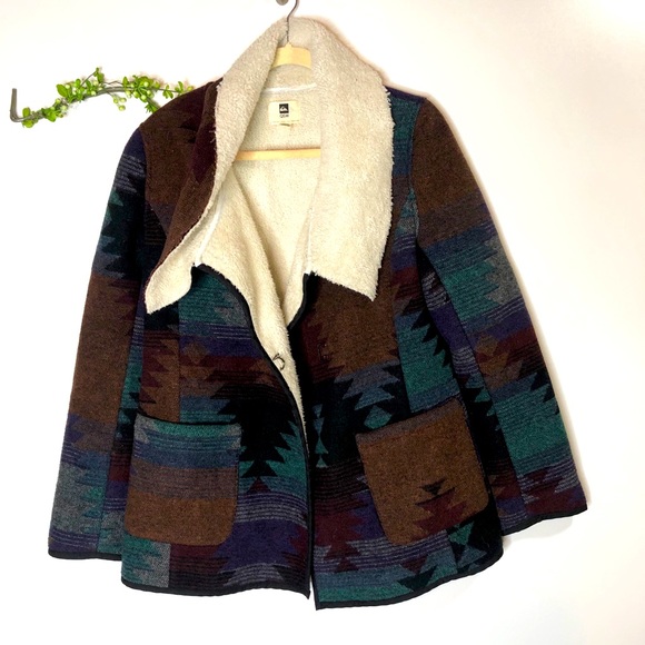 Quiksilver Jackets & Blazers - Quiksilver Aztec Sherpa Lined Wool Blend Jacket